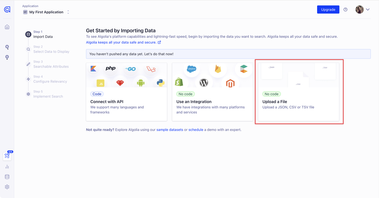 Algolia 数据源选择