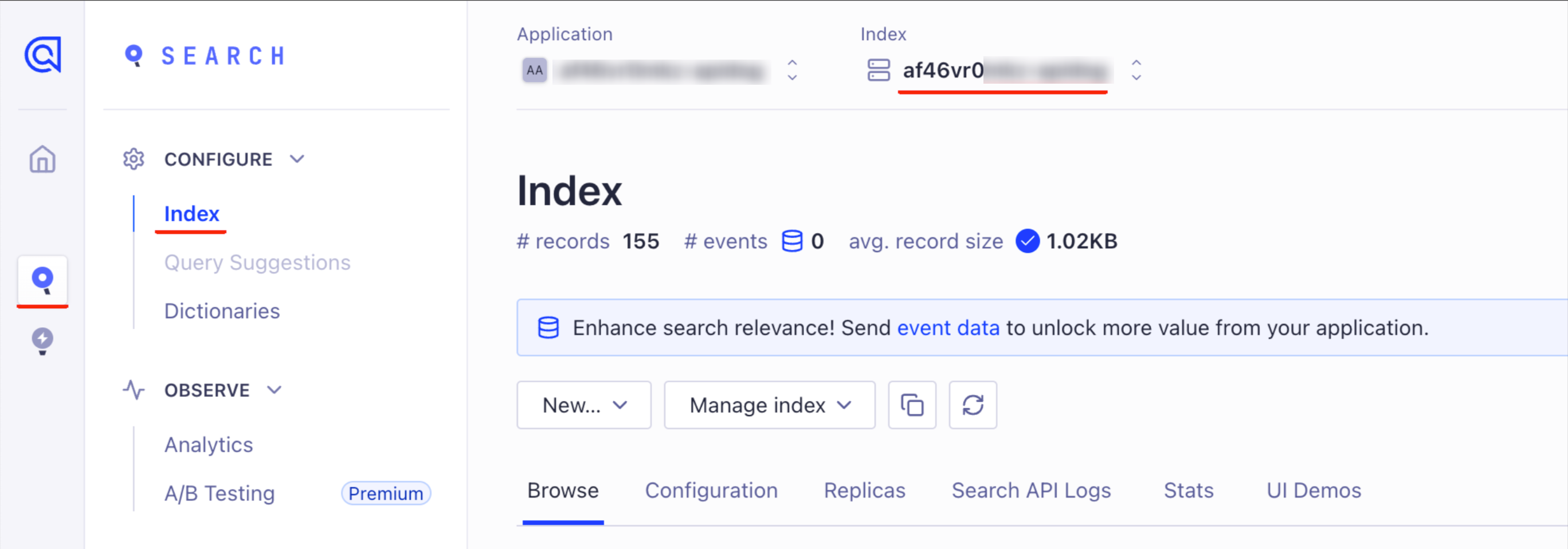 Algolia 配置项信息